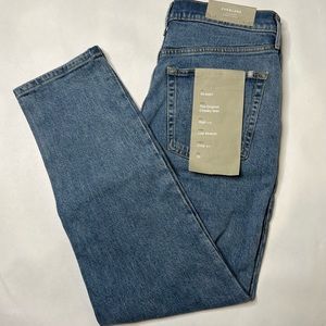 Womens new Everlane original cheeky denim blue jeans straight crop high waist 29